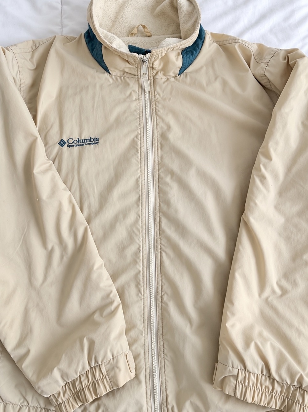 Vintage 90s Columbia Womens L Beige Fleece Lined